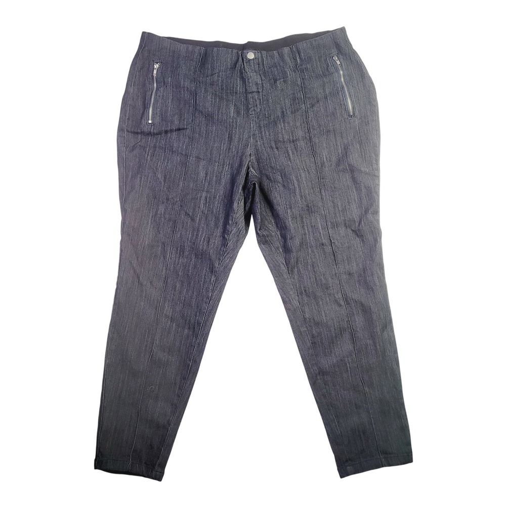 Ashley Stewart Women's Denim Pintuck Tapered Pants Size 24‎ Blue Zipper J46